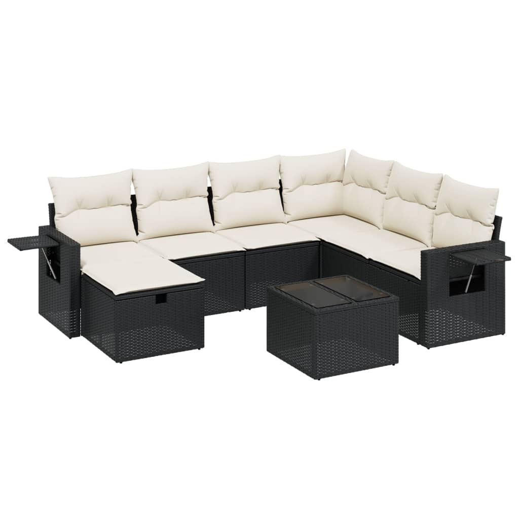 8-Delige Loungeset Met Kussens Poly Rattan Zwart