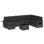 9-Delige Loungeset Met Kussens Poly Rattan Zwart