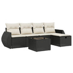 6-Delige Loungeset Met Kussens Poly Rattan Zwart