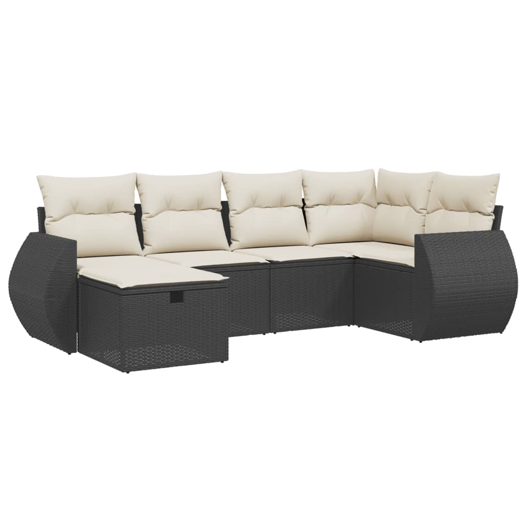 6-Delige Loungeset Met Kussens Poly Rattan Zwart