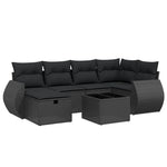 7-Delige Loungeset Met Kussens Poly Rattan Zwart