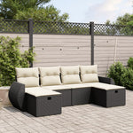 6-Delige Loungeset Met Kussens Poly Rattan Zwart