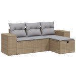 4-Delige Loungeset Met Kussens Poly Rattan Gemengd Beige