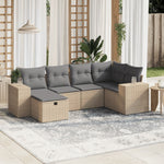 6-Delige Loungeset Met Kussens Poly Rattan Gemengd Beige