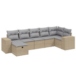 7-Delige Loungeset Met Kussens Poly Rattan Gemengd Beige