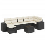 8-Delige Loungeset Met Kussens Poly Rattan Zwart