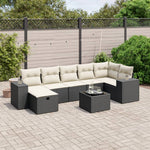 8-Delige Loungeset Met Kussens Poly Rattan Zwart