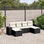 6-Delige Loungeset Met Kussens Poly Rattan Zwart Bruin Eikenkleur