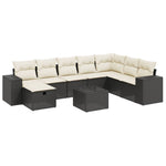 9-Delige Loungeset Met Kussens Poly Rattan Zwart