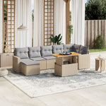 8-Delige Loungeset Met Kussens Poly Rattan Gemengd Beige