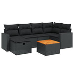 7-Delige Loungeset Met Kussens Poly Rattan Zwart