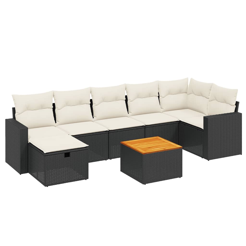 8-Delige Loungeset Met Kussens Poly Rattan Zwart