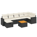 8-Delige Loungeset Met Kussens Poly Rattan Zwart