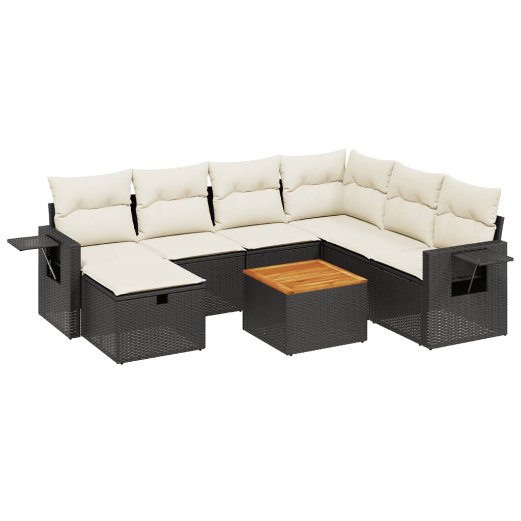 8-Delige Loungeset Met Kussens Poly Rattan Zwart