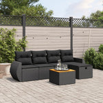 6-Delige Loungeset Met Kussens Poly Rattan Zwart
