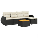 6-Delige Loungeset Met Kussens Poly Rattan Zwart