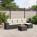 6-Delige Loungeset Met Kussens Poly Rattan Zwart Bruin Eikenkleur