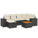7-Delige Loungeset Met Kussens Poly Rattan Zwart
