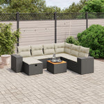 6-Delige Loungeset Met Kussens Poly Rattan Zwart Bruin Eikenkleur