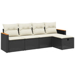 5-Delige Loungeset Met Kussens Poly Rattan Zwart