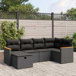 6-Delige Loungeset Met Kussens Poly Rattan Zwart