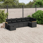 7-Delige Loungeset Met Kussens Poly Rattan Zwart