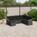 7-Delige Loungeset Met Kussens Poly Rattan Zwart
