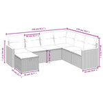 7-Delige Loungeset Met Kussens Poly Rattan Gemengd Beige