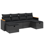 6-Delige Loungeset Met Kussens Poly Rattan Zwart