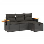 4-Delige Loungeset Met Kussens Poly Rattan Zwart