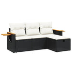 4-Delige Loungeset Met Kussens Poly Rattan Zwart