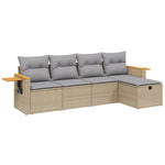 5-Delige Loungeset Met Kussens Poly Rattan Gemengd Beige