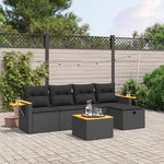 6-Delige Loungeset Met Kussens Poly Rattan Zwart