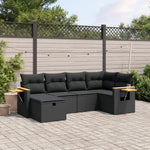 6-Delige Loungeset Met Kussens Poly Rattan Zwart