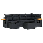 7-Delige Loungeset Met Kussens Poly Rattan Zwart