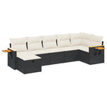 7-Delige Loungeset Met Kussens Poly Rattan Zwart