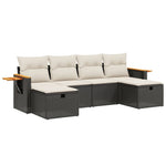 6-Delige Loungeset Met Kussens Poly Rattan Zwart