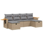 6-Delige Loungeset Met Kussens Poly Rattan Gemengd Beige