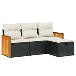 4-Delige Loungeset Met Kussens Poly Rattan Zwart