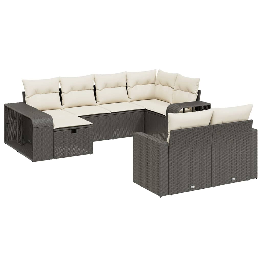 10-Delige Loungeset Met Kussens Poly Rattan Zwart