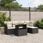 6-Delige Loungeset Met Kussens Poly Rattan Zwart