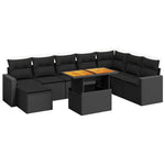 9-Delige Loungeset Met Kussens Poly Rattan Zwart