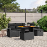6-Delige Loungeset Met Kussens Poly Rattan Zwart