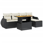 6-Delige Loungeset Met Kussens Poly Rattan Zwart