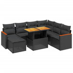 8-Delige Loungeset Met Kussens Poly Rattan Zwart