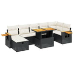 8-Delige Loungeset Met Kussens Poly Rattan Zwart