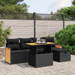 6-Delige Loungeset Met Kussens Poly Rattan Zwart