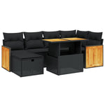 7-Delige Loungeset Met Kussens Poly Rattan Zwart