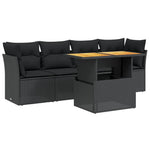 5-Delige Loungeset Met Kussens Poly Rattan Zwart