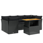 7-Delige Loungeset Met Kussens Poly Rattan Zwart